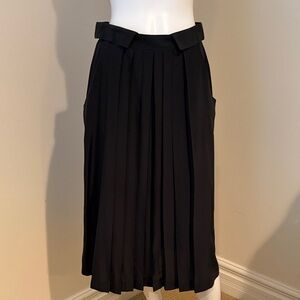 Vintage Black Silk A-Line Pleated Skirt
